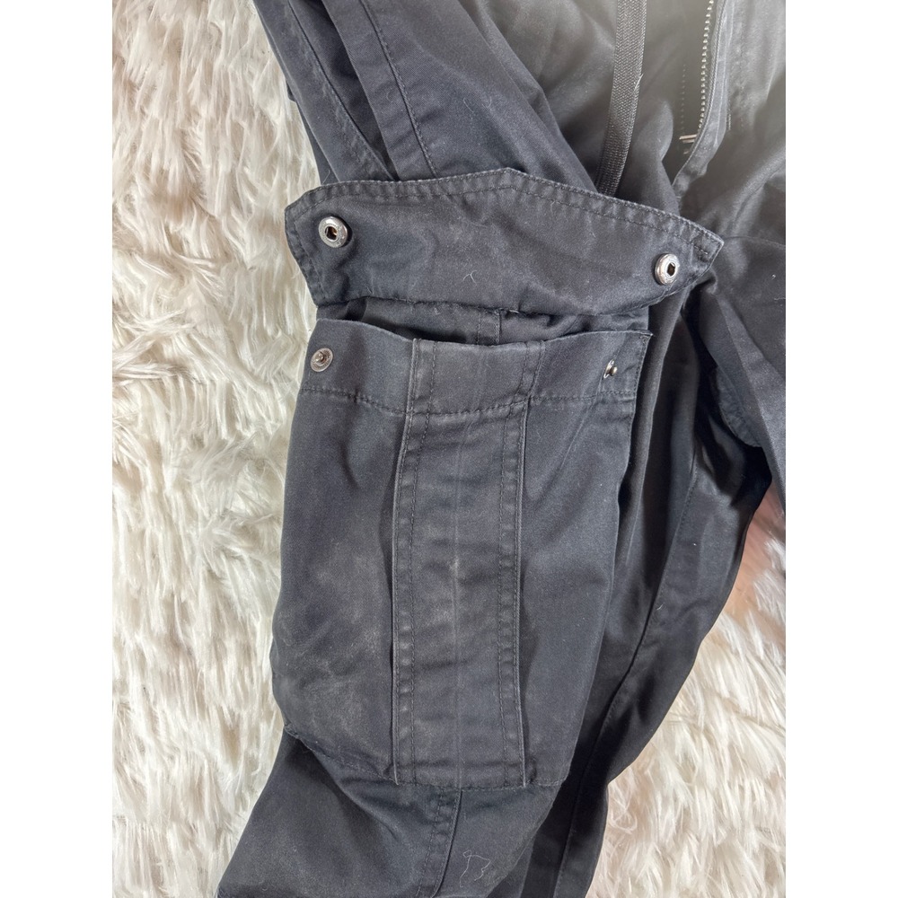 CSG Mens Black Cargo Pants Elastic Waist Cotton Nylon Utility Trousers Size L - Picture 7 of 10